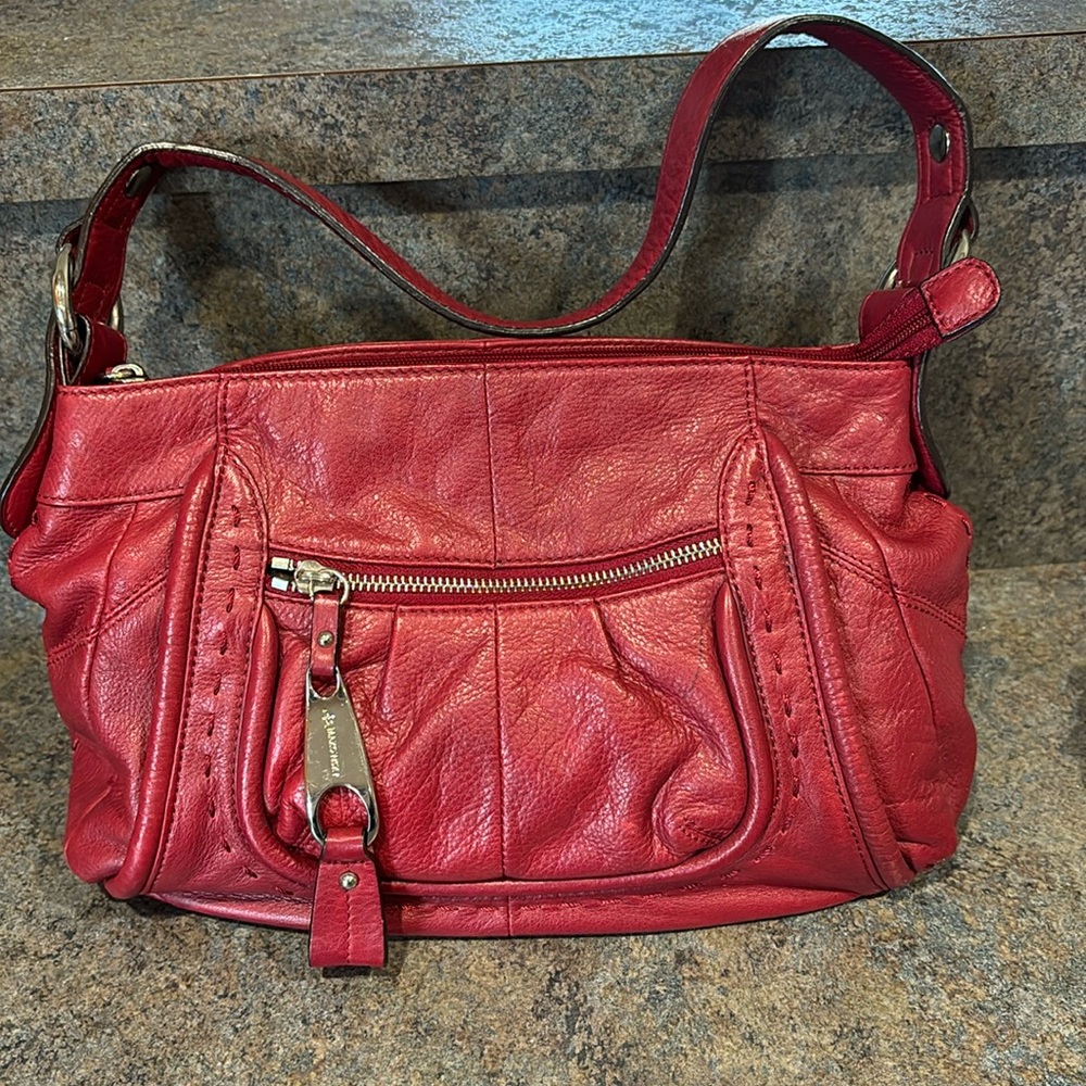 Purse B. Makowsky Beautiful Soft Red Pebbled Leather